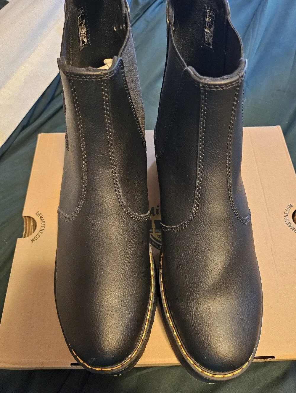 Dr. Martens Black Leather Chukka Boots with Yellow Stitching